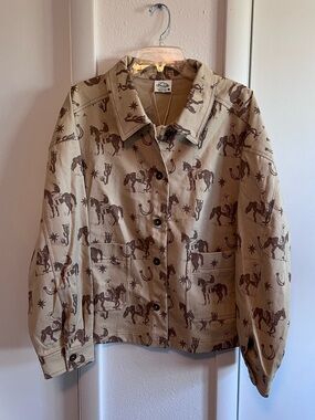 Western print shacket, Large NWT